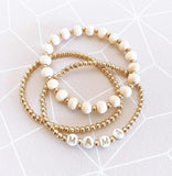 3pcs Mama Bracelet Beaded Wristband Set Wooden Bead Bangle Mother's Gift