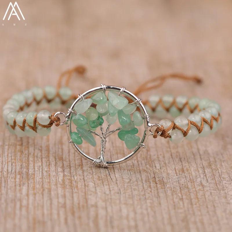 Apatite Tree Of Life Bracelet Boho Braided Adjustable Friendship Jewelry Gift