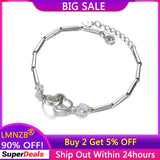 Tibetan Silver Heart Charm Bracelet, Cubic Zirconia Double Heart Jewel