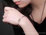 Tibetan Silver Heart Charm Bracelet, Cubic Zirconia Double Heart Jewel