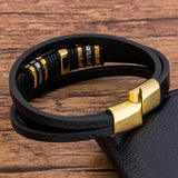 Stainless Steel Leather Bracelet Cross Men Charm Bangles