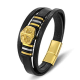 Stainless Steel Leather Bracelet Cross Men Charm Bangles