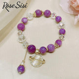 Beaded Crystal Bracelet for Women with Safety Buckle