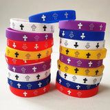 Religious Cross Silicone Bracelets Mix 10PCS Jesus Christian Faith Wristband