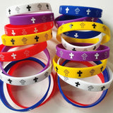 Religious Cross Silicone Bracelets Mix 10PCS Jesus Christian Faith Wristband