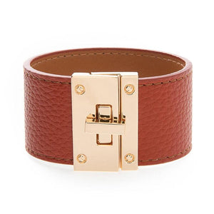 Checkerboard Cowhide Leather Bracelet Bangle Magnetic Snap Charm Jewelry