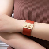 Checkerboard Cowhide Leather Bracelet Bangle Magnetic Snap Charm Jewelry