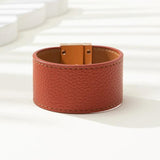 Checkerboard Cowhide Leather Bracelet Bangle Magnetic Snap Charm Jewelry