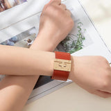 Checkerboard Cowhide Leather Bracelet Bangle Magnetic Snap Charm Jewelry