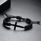 Stainless Steel Cross Braided Bracelet for Men Women