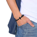 Stainless Steel Cross Braided Bracelet for Men Women