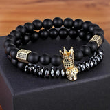 Skeleton & Crown Beads Bracelet for Men Women 17-20cm