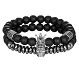 Skeleton & Crown Beads Bracelet for Men Women 17-20cm