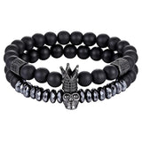 Skeleton & Crown Beads Bracelet for Men Women 17-20cm