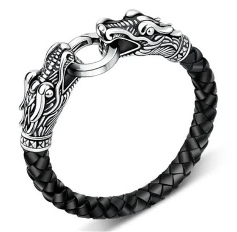Domineering Faucet Bracelet Leather Braided Punk Jewelry