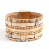 Square Tube Beads Charm Bracelet Leather Wrap Jewelry