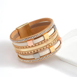 Square Tube Beads Charm Bracelet Leather Wrap Jewelry