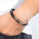 Geometric Double Layers Braid Leather Bracelet Stainless Steel Buckle Charm