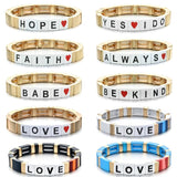 Enamel Tile Mama Elasticity Bracelet Mom Bracelet Mothers Gift Mama