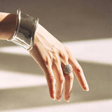 Punk Metal Asymmetric Open Cuff Bracelet for Women