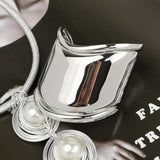 Punk Metal Asymmetric Open Cuff Bracelet for Women