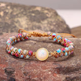 Vintage Opal Beaded Bracelet Double Wrap Charm Jewelry