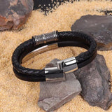 Men Multilayer Leather Bracelet Magnetic Punk Rock Bangle Arm Jewelry