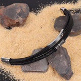 Men Multilayer Leather Bracelet Magnetic Punk Rock Bangle Arm Jewelry