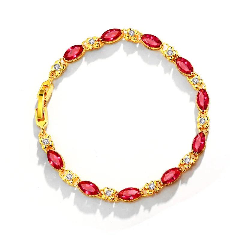 24k Plated Ruby Bracelet for Women Gift