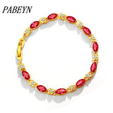 24k Plated Ruby Bracelet for Women Gift