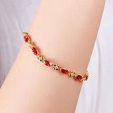 24k Plated Ruby Bracelet for Women Gift