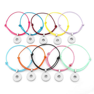 10pcs Colorful Waxed Thread Snap Bracelets for 18mm Buttons