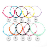 10pcs Colorful Waxed Thread Snap Bracelets for 18mm Buttons