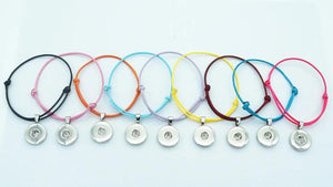 10pcs Colorful Waxed Thread Snap Bracelets for 18mm Buttons
