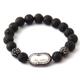 Stone Armband Pave Ball Beads Pearl Bracelet