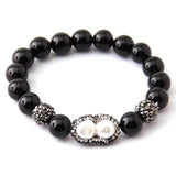 Stone Armband Pave Ball Beads Pearl Bracelet