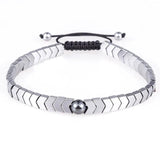 Men's Braided Rope Bracelet with Hematite Stone Beads