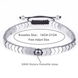 Men's Braided Rope Bracelet with Hematite Stone Beads