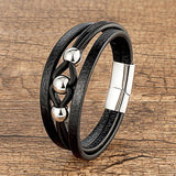 Stainless Steel Bracelets Leather Rope Charm Bangles Wristband Jewelry