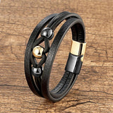 Stainless Steel Bracelets Leather Rope Charm Bangles Wristband Jewelry