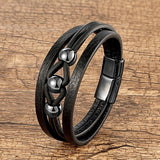 Stainless Steel Bracelets Leather Rope Charm Bangles Wristband Jewelry