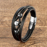 Stainless Steel Bracelets Leather Rope Charm Bangles Wristband Jewelry
