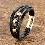 Stainless Steel Bracelets Leather Rope Charm Bangles Wristband Jewelry