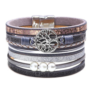 Woven Leather Bracelet Women Life Tree Charm Jewelry Wedding Party Gift