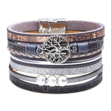 Woven Leather Bracelet Women Life Tree Charm Jewelry Wedding Party Gift