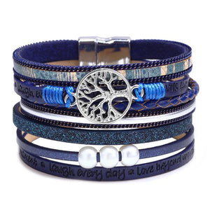Woven Leather Bracelet Women Life Tree Charm Jewelry Wedding Party Gift