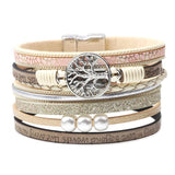 Woven Leather Bracelet Women Life Tree Charm Jewelry Wedding Party Gift