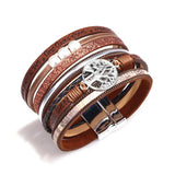 Woven Leather Bracelet Women Life Tree Charm Jewelry Wedding Party Gift