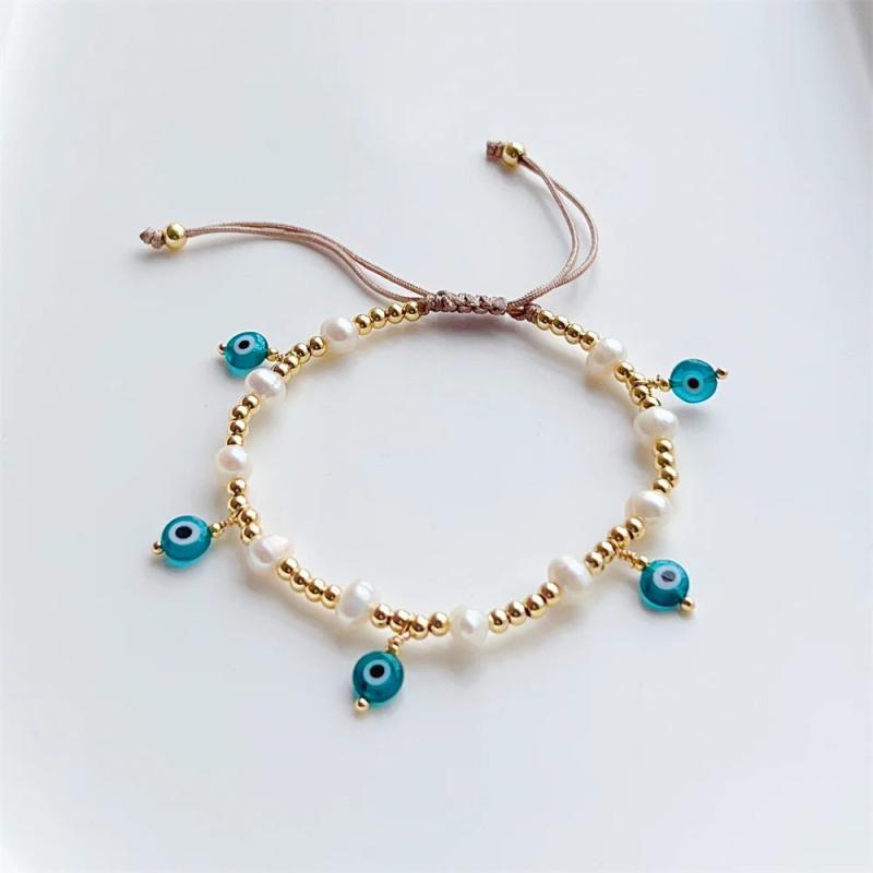 Evil Eye Charm Bracelet Natural Pearl Bead Pulseras Femme Y2K Jewelry Women