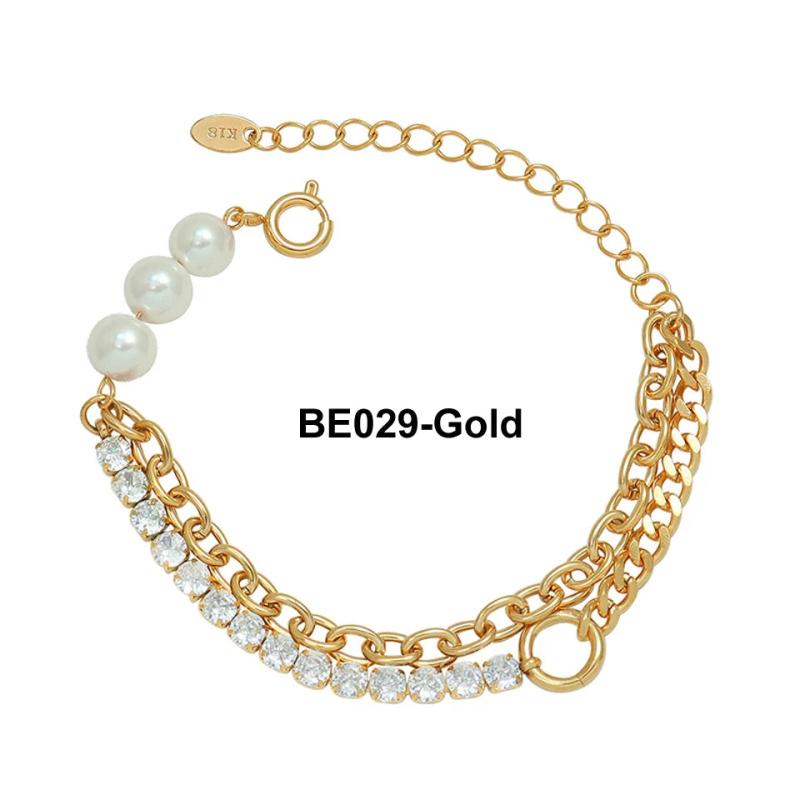 Stainless Steel Crystal Pearl Charm Bracelet 18K Accessories